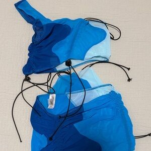 Blue and Navy Two-Piece Swimsuit